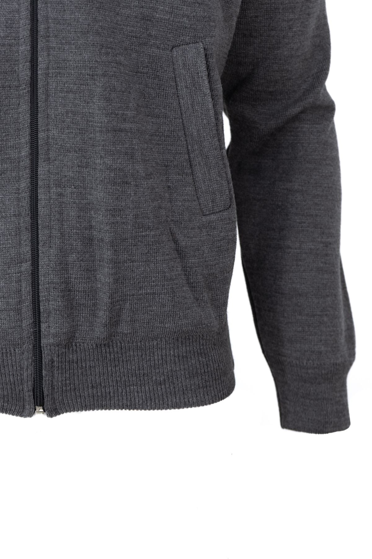 Erkek Kışlık Kalın Çelik Örme Triko Hırka KendindenMotifli Astarlı Fermuarlı Cepli HakimYaka